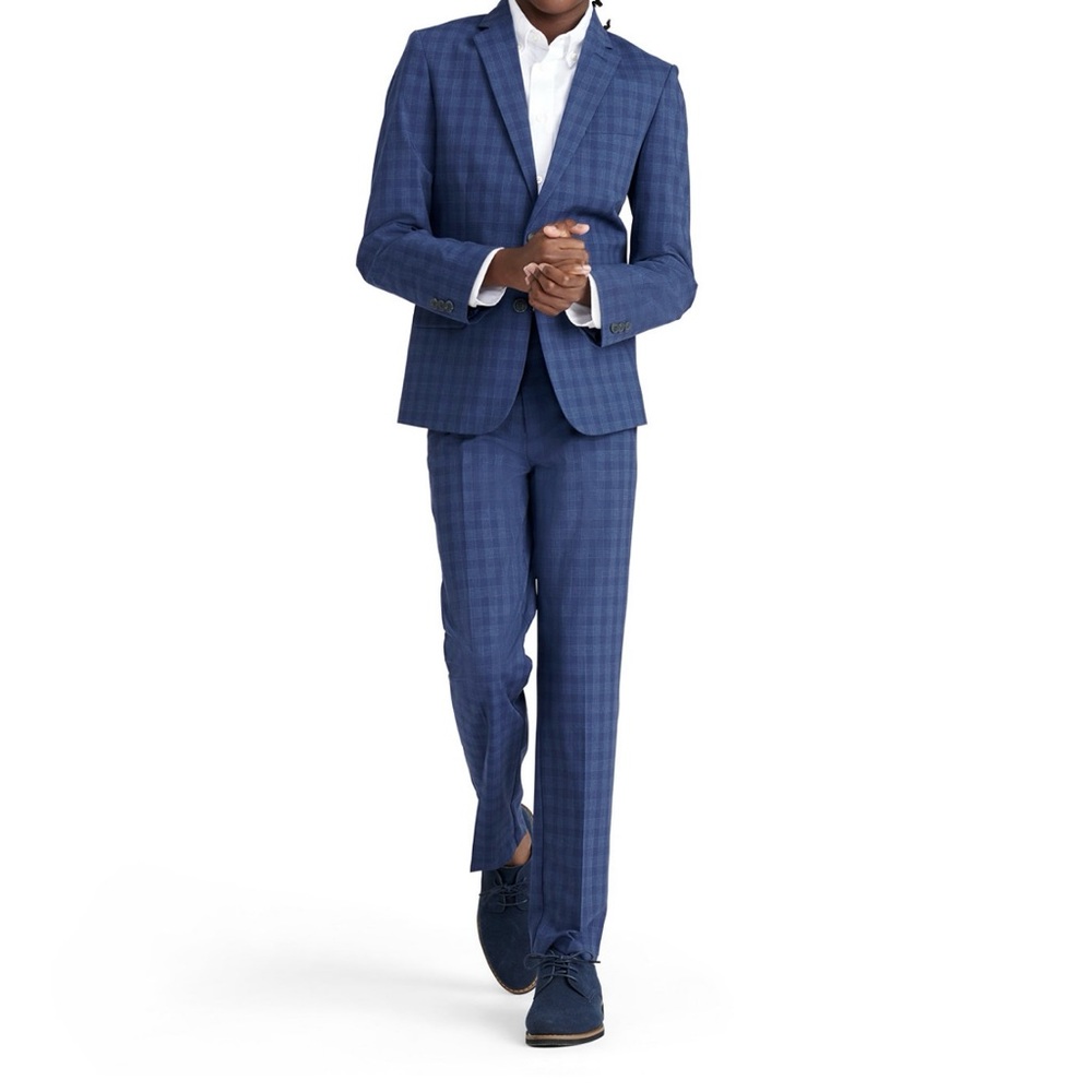 Nautica Big Boys Chalk Striped Check Suit, 2 Piece Set